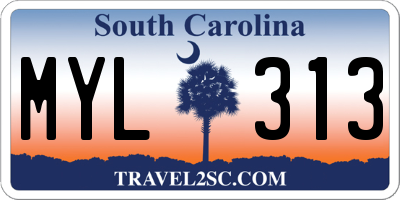 SC license plate MYL313