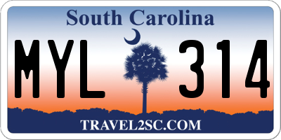 SC license plate MYL314