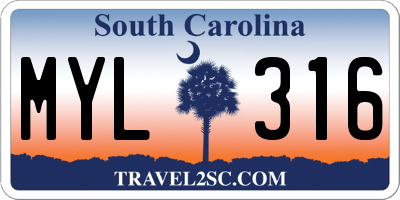 SC license plate MYL316