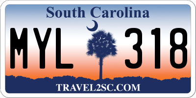 SC license plate MYL318