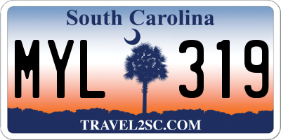 SC license plate MYL319