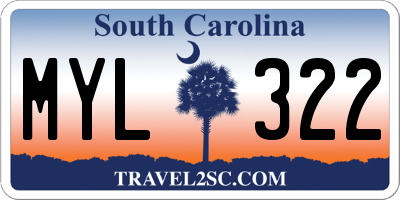 SC license plate MYL322