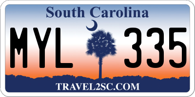 SC license plate MYL335