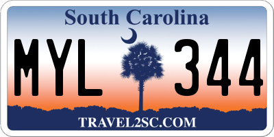 SC license plate MYL344