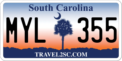 SC license plate MYL355