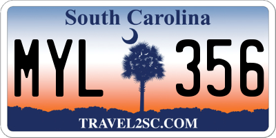 SC license plate MYL356