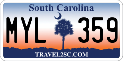 SC license plate MYL359