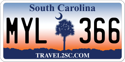 SC license plate MYL366