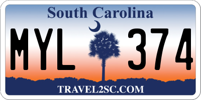 SC license plate MYL374