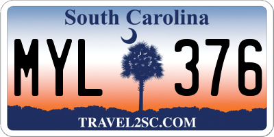 SC license plate MYL376