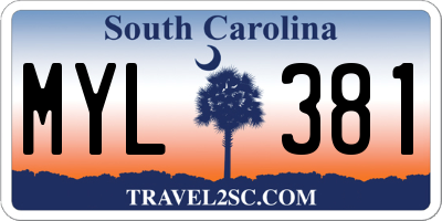 SC license plate MYL381