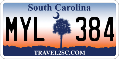 SC license plate MYL384