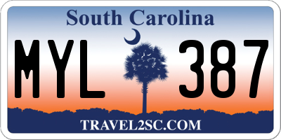 SC license plate MYL387