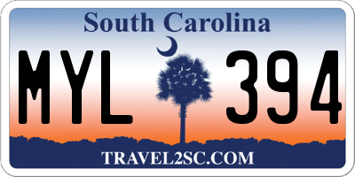 SC license plate MYL394