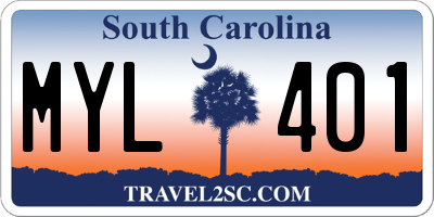 SC license plate MYL401