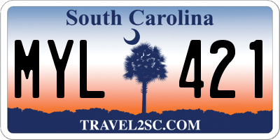 SC license plate MYL421