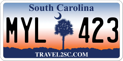 SC license plate MYL423