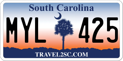 SC license plate MYL425