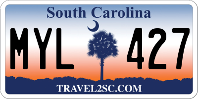 SC license plate MYL427