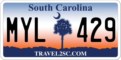 SC license plate MYL429