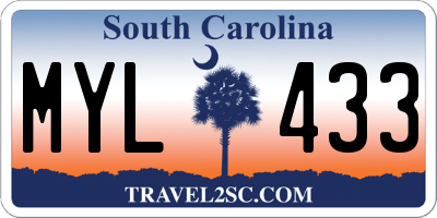 SC license plate MYL433