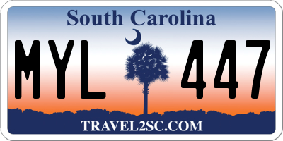 SC license plate MYL447