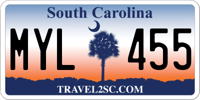 SC license plate MYL455
