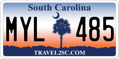 SC license plate MYL485