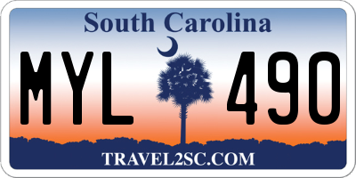 SC license plate MYL490