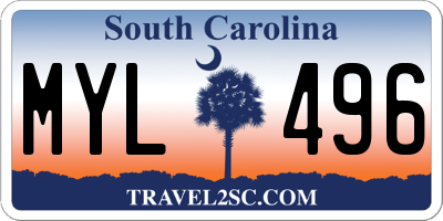 SC license plate MYL496