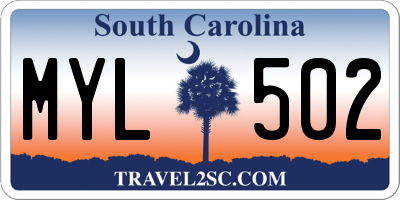 SC license plate MYL502