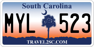 SC license plate MYL523