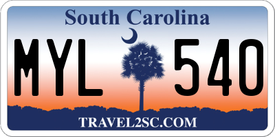 SC license plate MYL540
