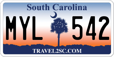 SC license plate MYL542