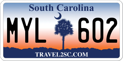 SC license plate MYL602