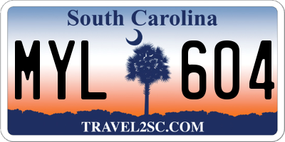 SC license plate MYL604