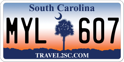 SC license plate MYL607