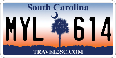 SC license plate MYL614