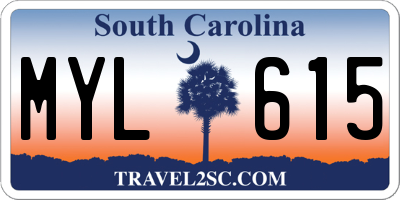 SC license plate MYL615