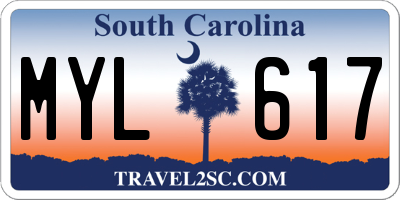 SC license plate MYL617