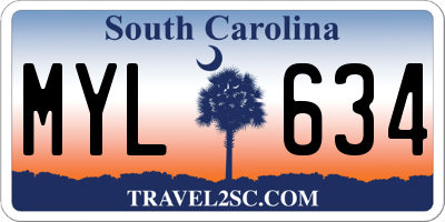 SC license plate MYL634
