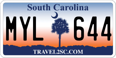 SC license plate MYL644