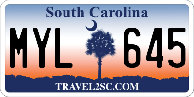 SC license plate MYL645