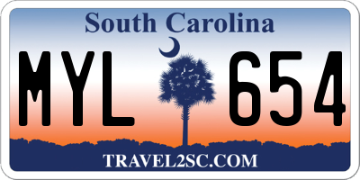 SC license plate MYL654