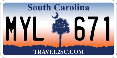 SC license plate MYL671