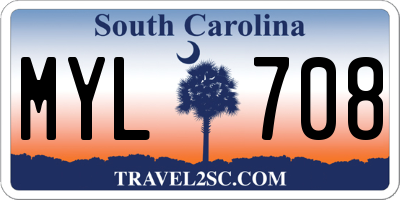 SC license plate MYL708