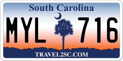 SC license plate MYL716