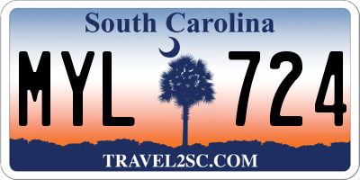 SC license plate MYL724