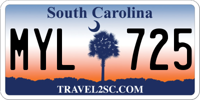 SC license plate MYL725