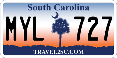 SC license plate MYL727